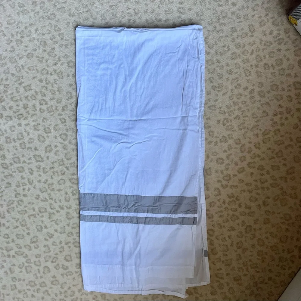 White and Gray Striped Curtain Panel